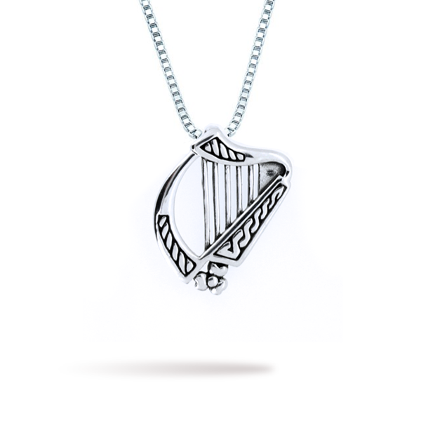 Harp and Shamrock Pendant Necklace 